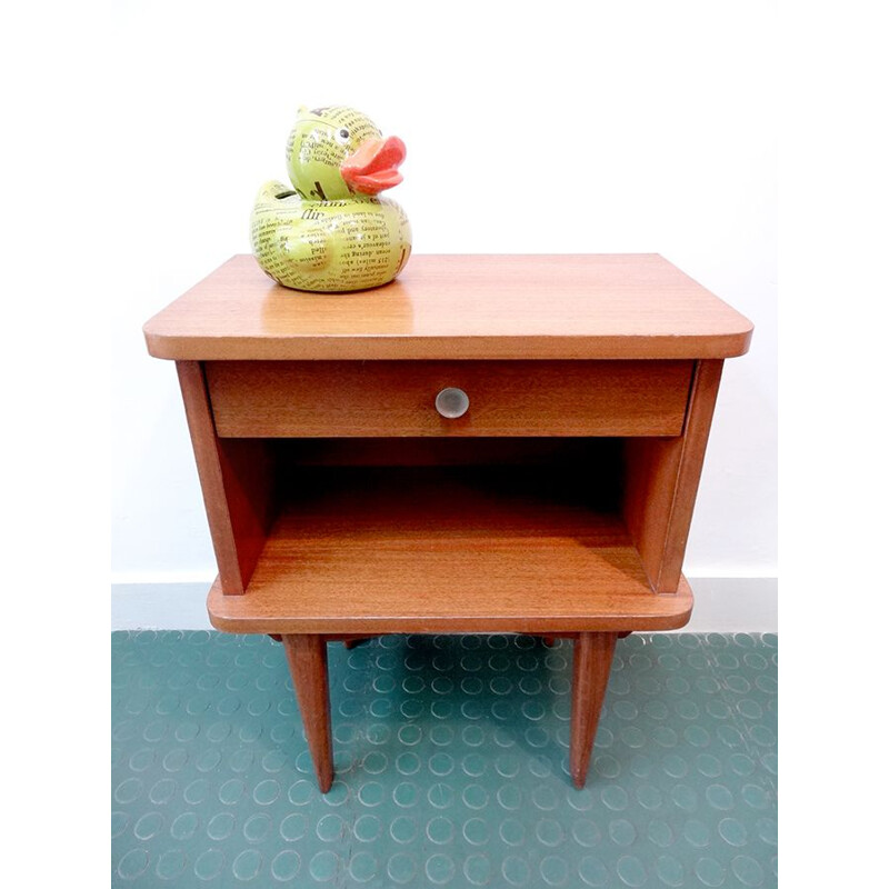 Small vintage wooden bedside table