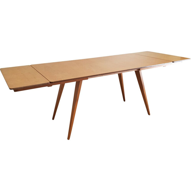 Vintage table in birch wood by André Sornay 