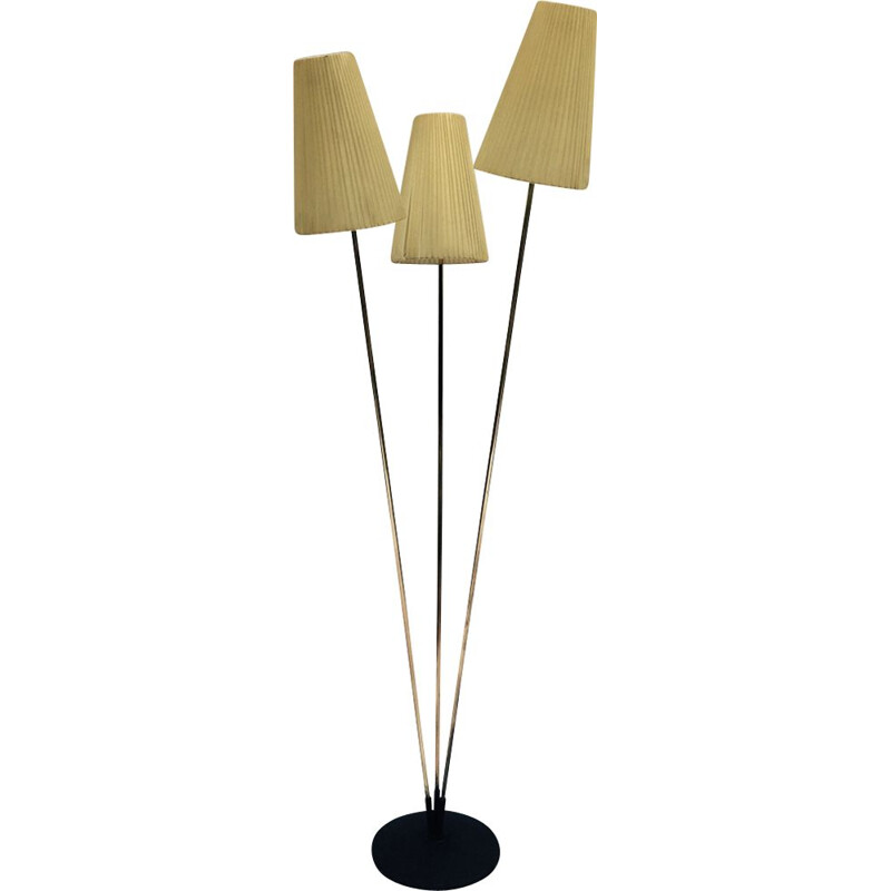 Lampadaire tripode vintage en laiton