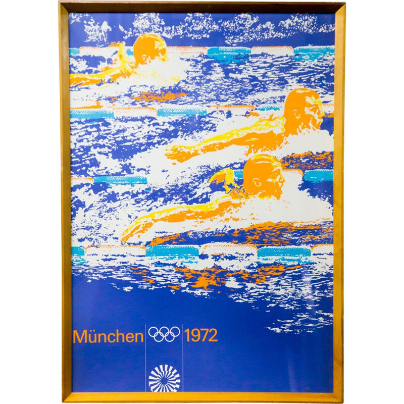 Vintage swimming poster Munich Summer Olympics