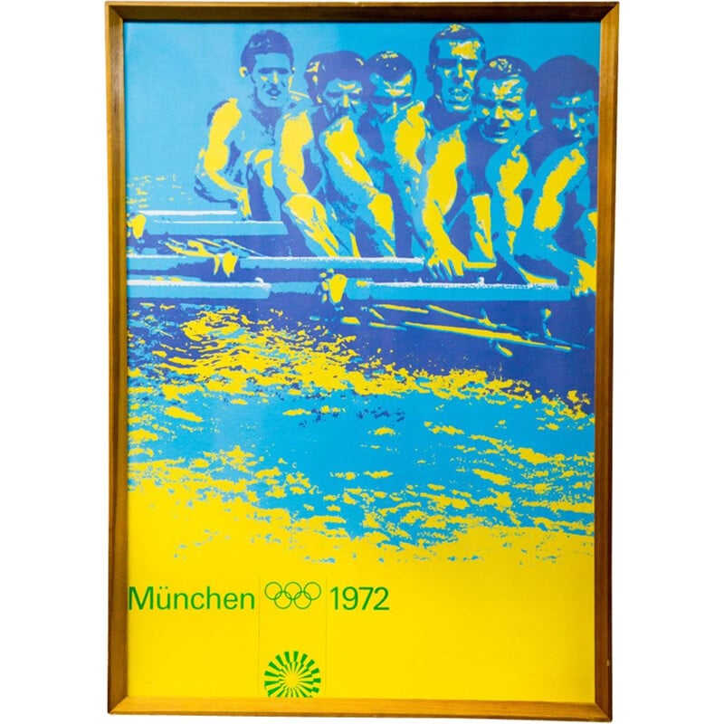 Affiche vintage canoë des Jeux olympiques d'été en Munich