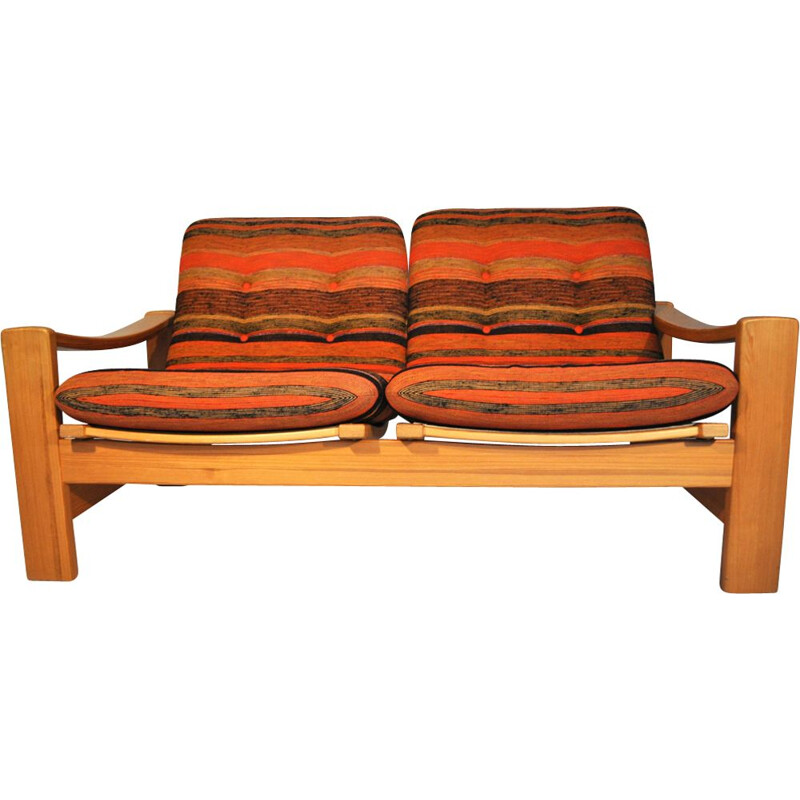 2-seater vintage orange sofa by Yngve Ekström for Swedese