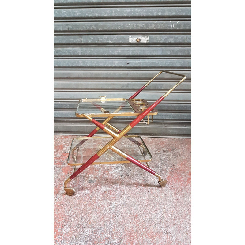Vintage serving cart in brass by Cesare Lacca