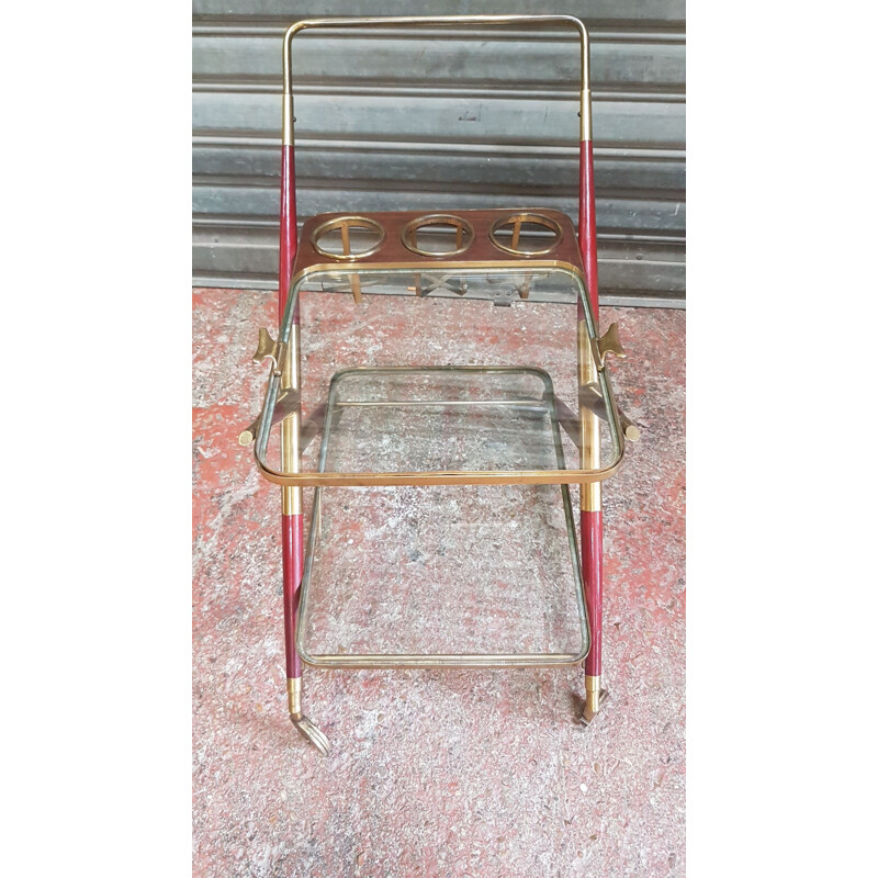 Vintage serving cart in brass by Cesare Lacca