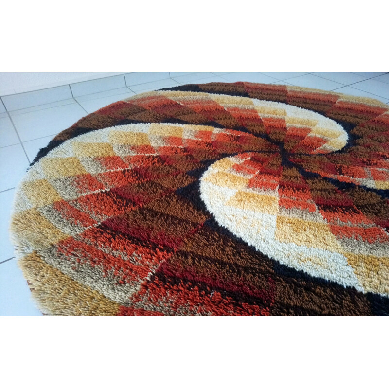 Vintage large multicolored round carpet