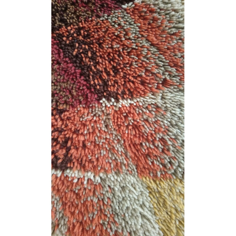 Grand tapis vintage rond multicolore