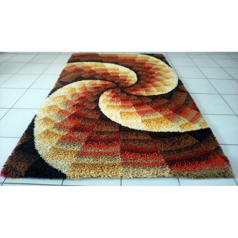Vintage large multicolored rectangular carpet