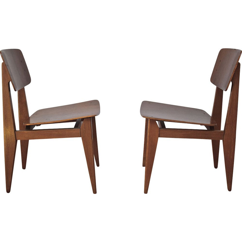 Pair of "C" chairs vintage by Marcel Gascoin