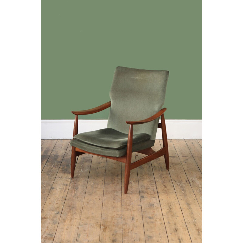 Vintage Dutch high back armchair in teak