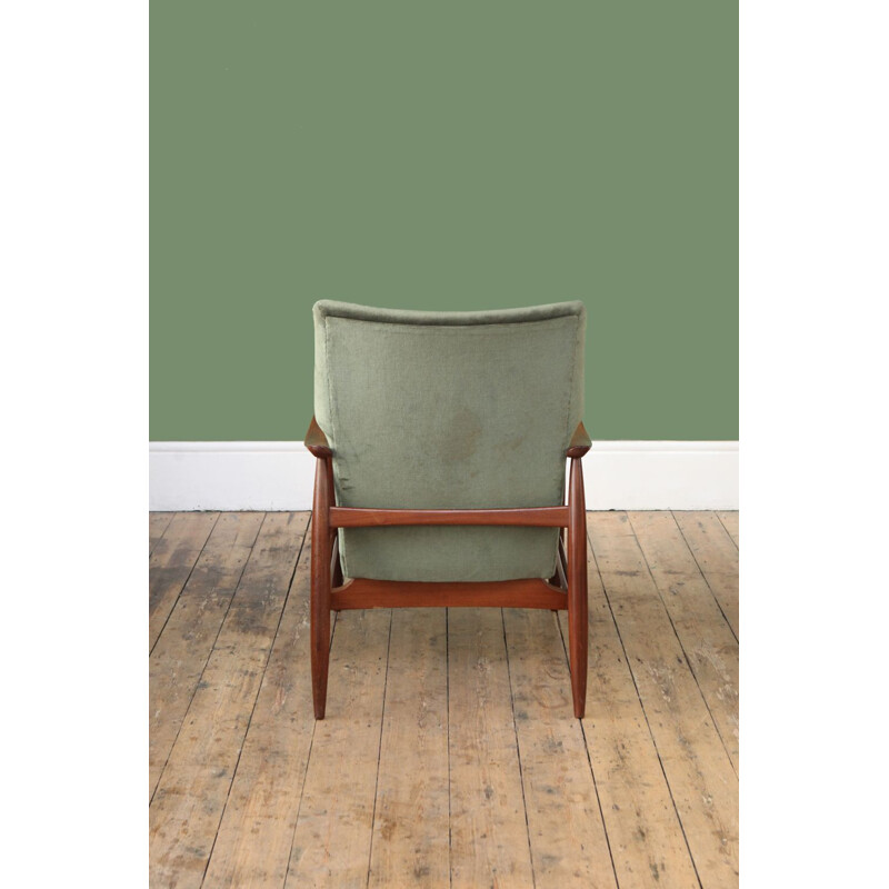 Vintage Dutch high back armchair in teak