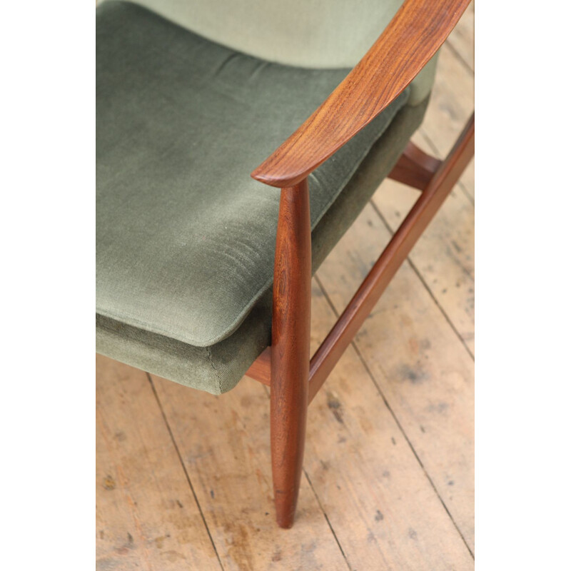 Vintage Dutch high back armchair in teak