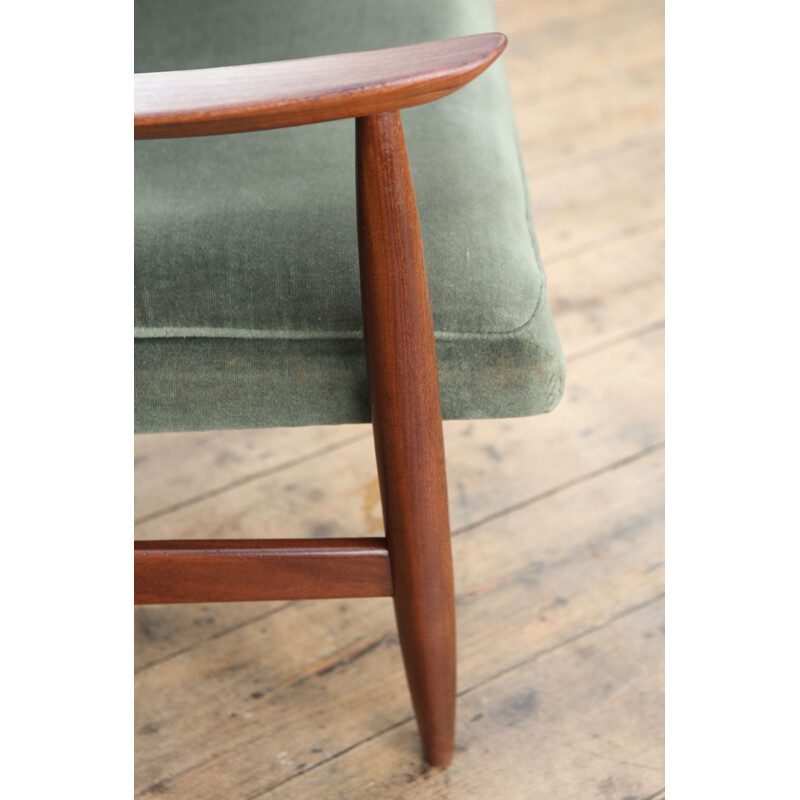 Vintage Dutch high back armchair in teak