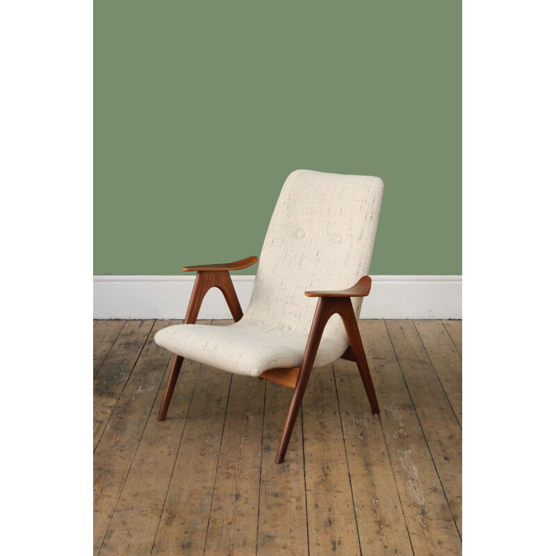 Vintage Dutch armchair in teak by Louis van Teeffelen