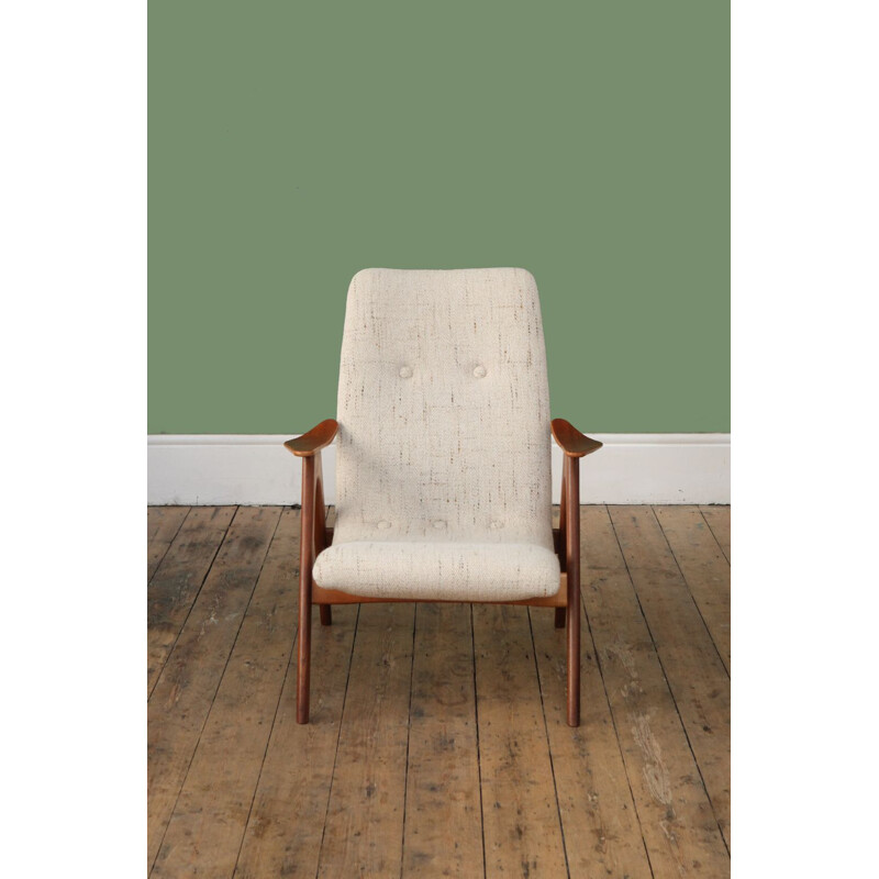 Vintage Dutch armchair in teak by Louis van Teeffelen