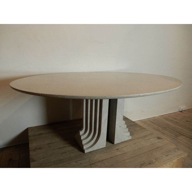 Dining table in grey veined marble, Carlo SCARPA - 1970s