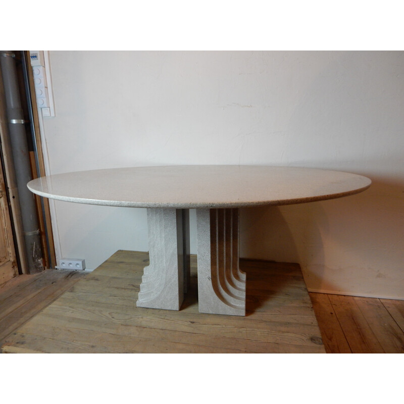 Dining table in grey veined marble, Carlo SCARPA - 1970s