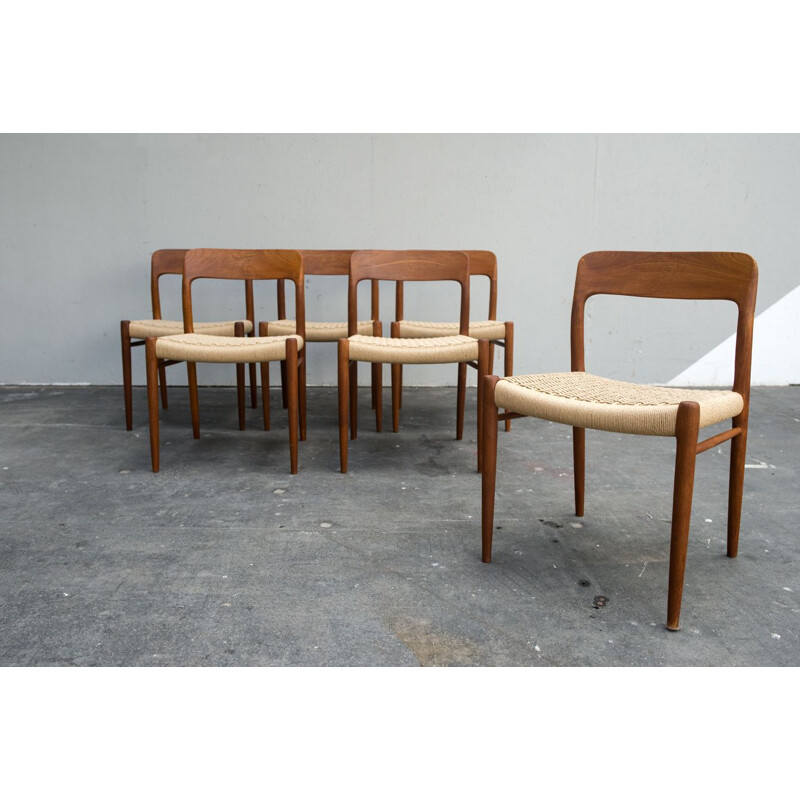 Set of 6 chairs model 75 by Niels Otto Møller