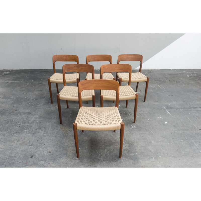 Set of 6 chairs model 75 by Niels Otto Møller