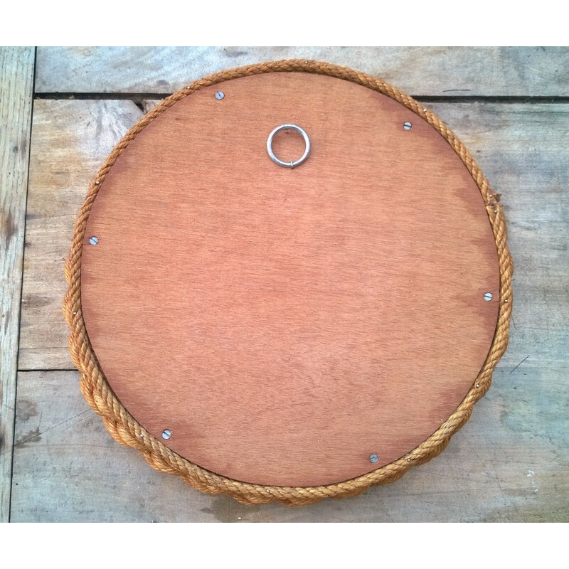 Vintage french mirror in wooden rope