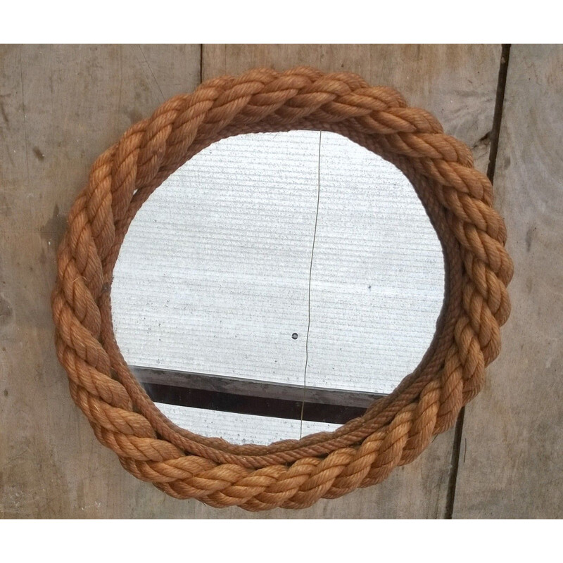 Vintage french mirror in wooden rope