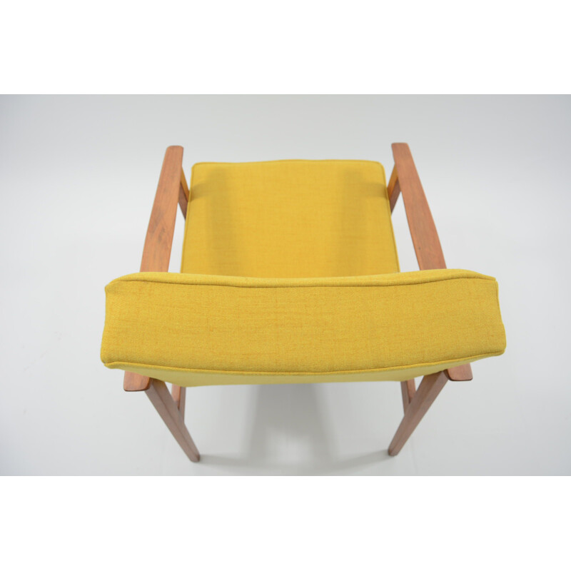 Vintage yellow armchair in wood by TON