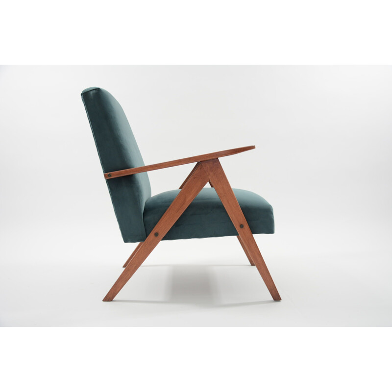 Vintage blue duck armchair by Kompas