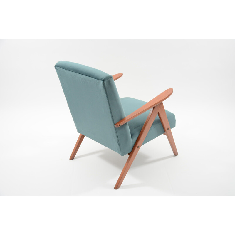 Vintage blue duck armchair by Kompas