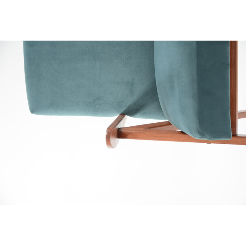 Vintage blue duck armchair by Kompas