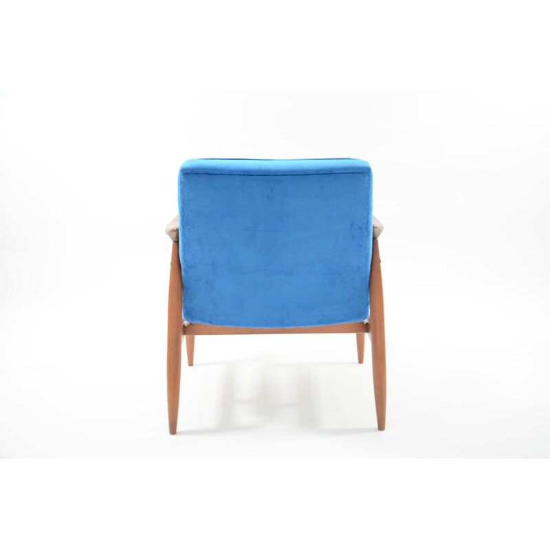 Vintage wooden neon blue armchair