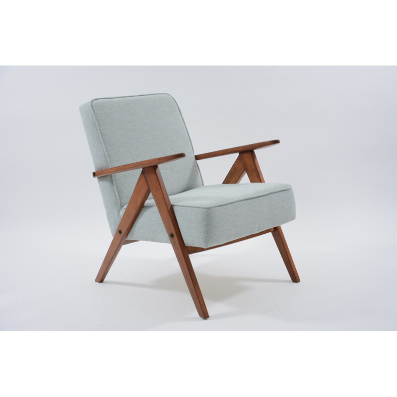 Vintage frosted blue armchair by Kompas
