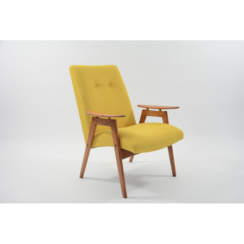 Czechoslovakian yellow amchair in wood