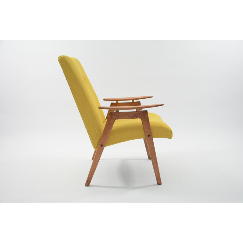 Czechoslovakian yellow amchair in wood