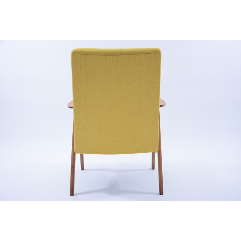 Fauteuil tchécoslovaque jaune en bois