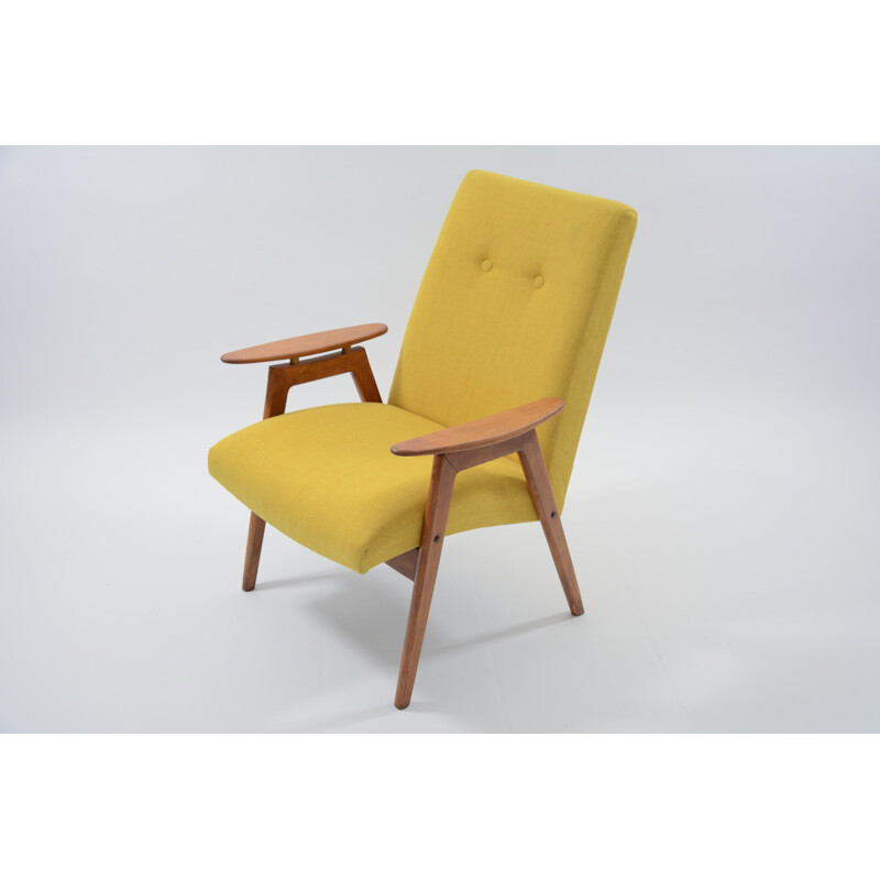 Czechoslovakian yellow amchair in wood