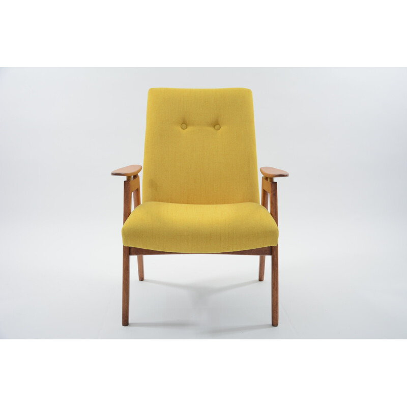 Czechoslovakian yellow amchair in wood