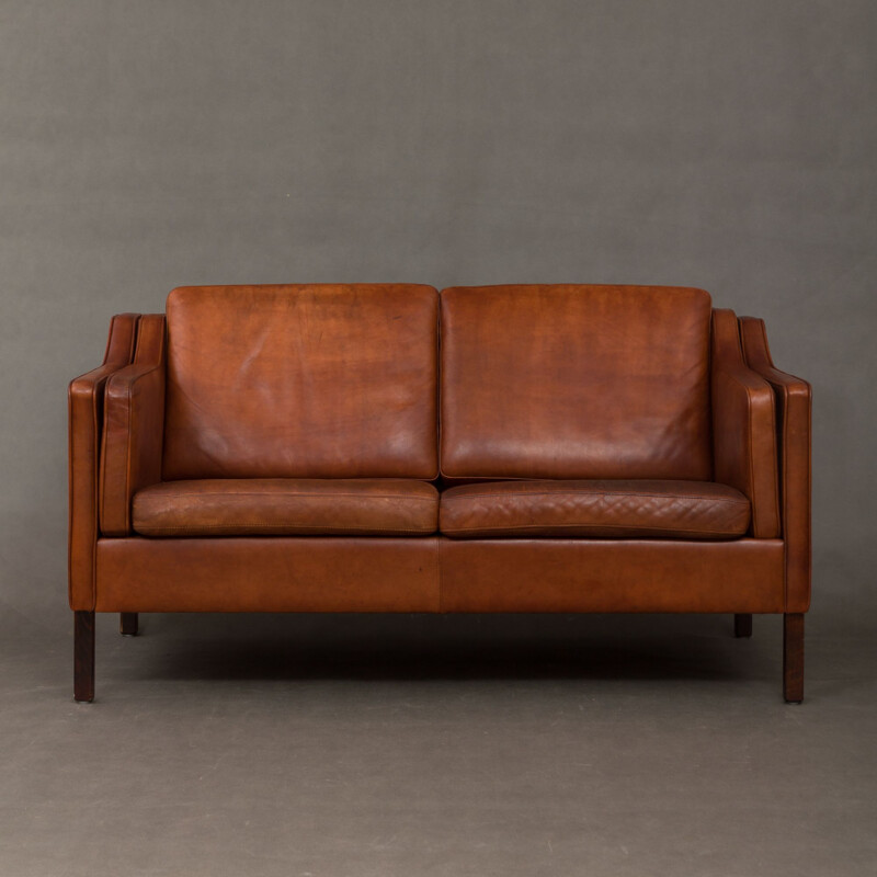 Vintage Danish 2-seater sofa in leather