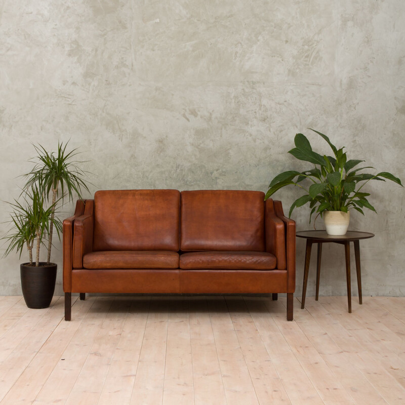 Vintage Danish 2-seater sofa in leather