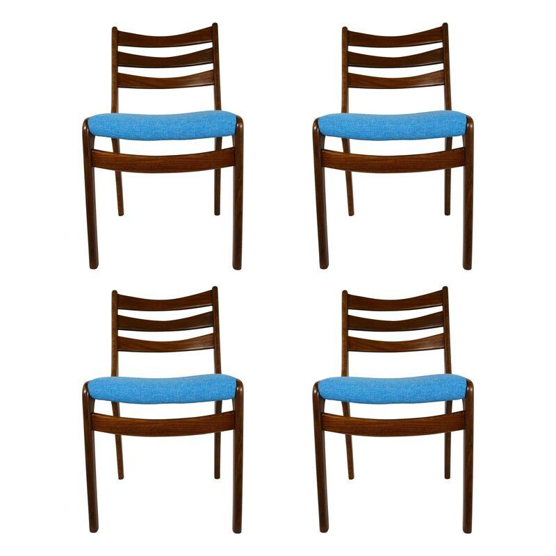 Set of 4 vintage Scandinavian chairs in teak