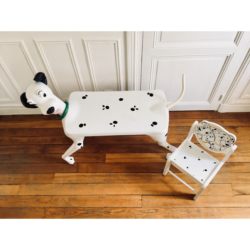 Vintage Dalmatian desk and chair by Pierre Colleu for Starform