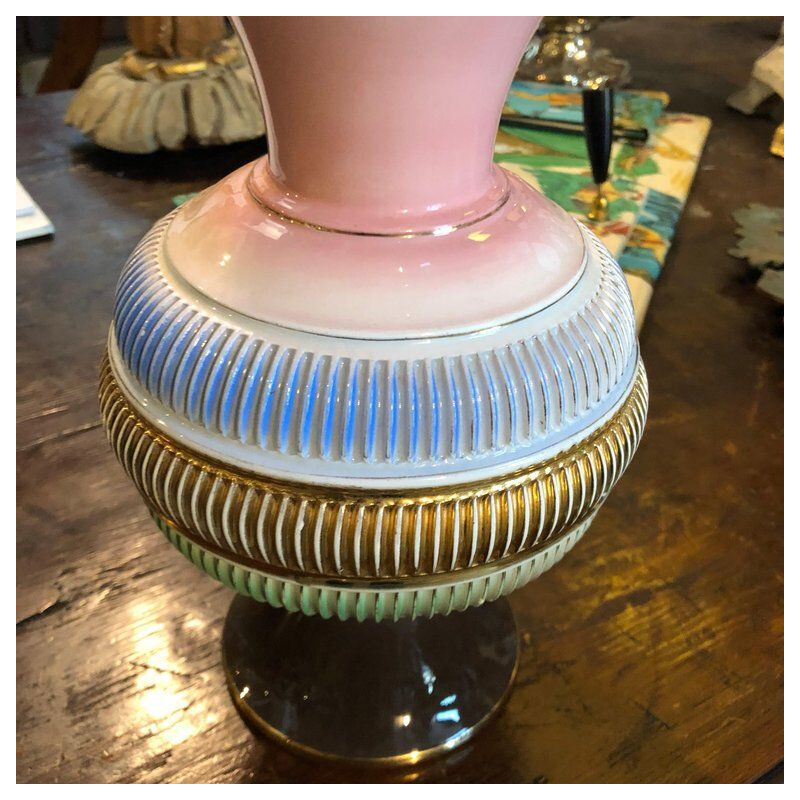 Vase vintage italien en céramique multicolore par Italo Casini