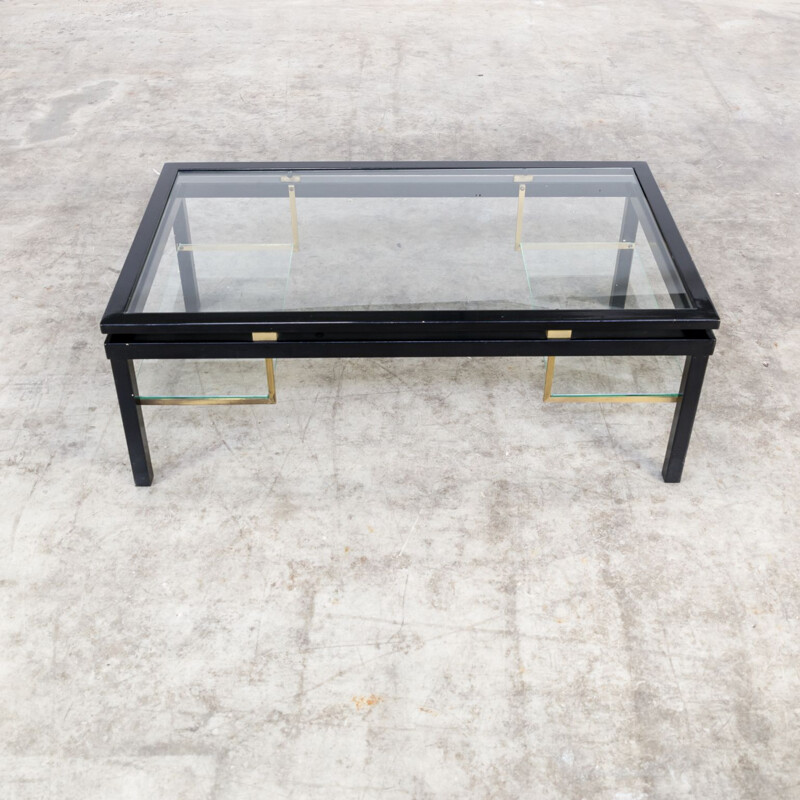 Vintage coffee table in metal, glass and brass 80s 