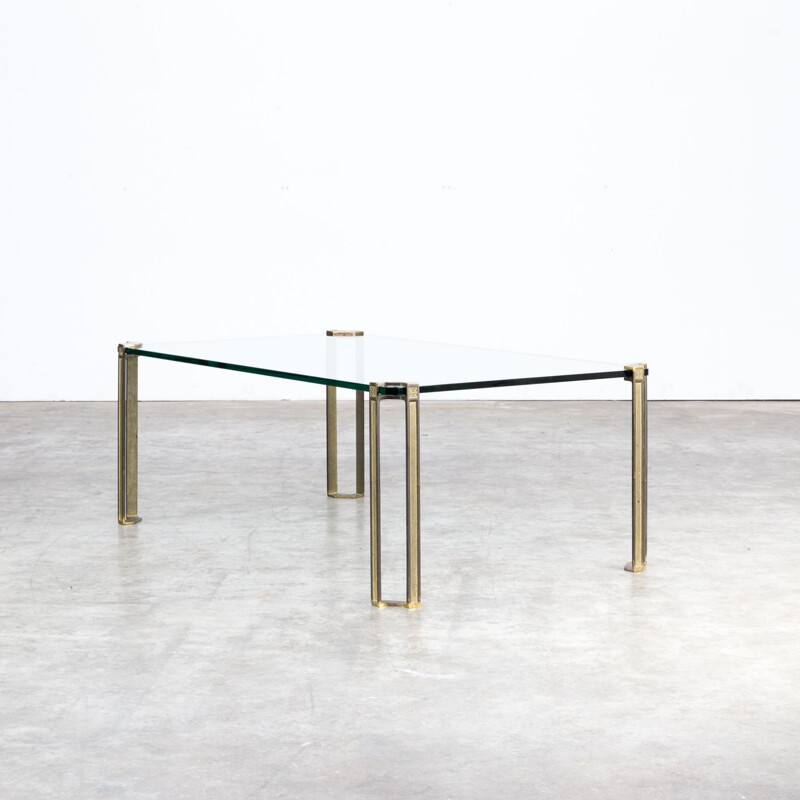 Vintage coffee table in glass and brass by Peter Ghyczy
