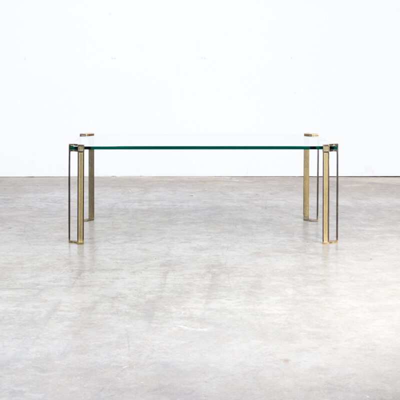 Vintage coffee table in glass and brass by Peter Ghyczy