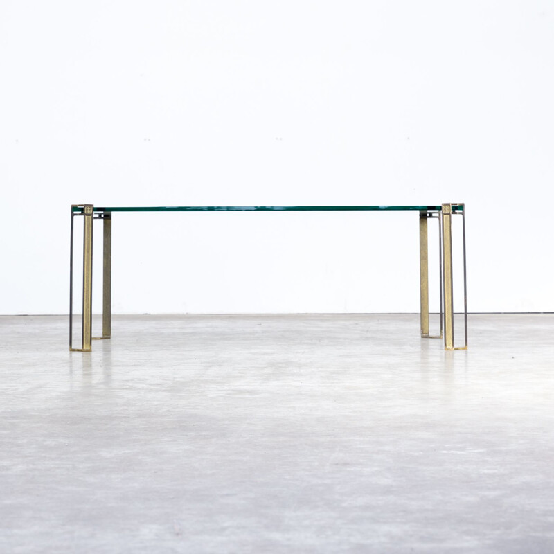 Vintage coffee table in glass and brass by Peter Ghyczy