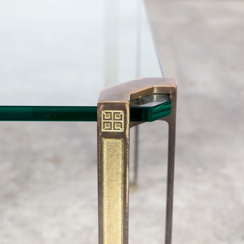 Vintage coffee table in glass and brass by Peter Ghyczy