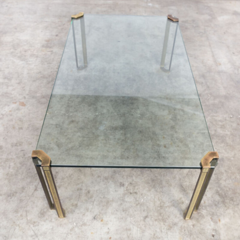 Vintage coffee table in glass and brass by Peter Ghyczy