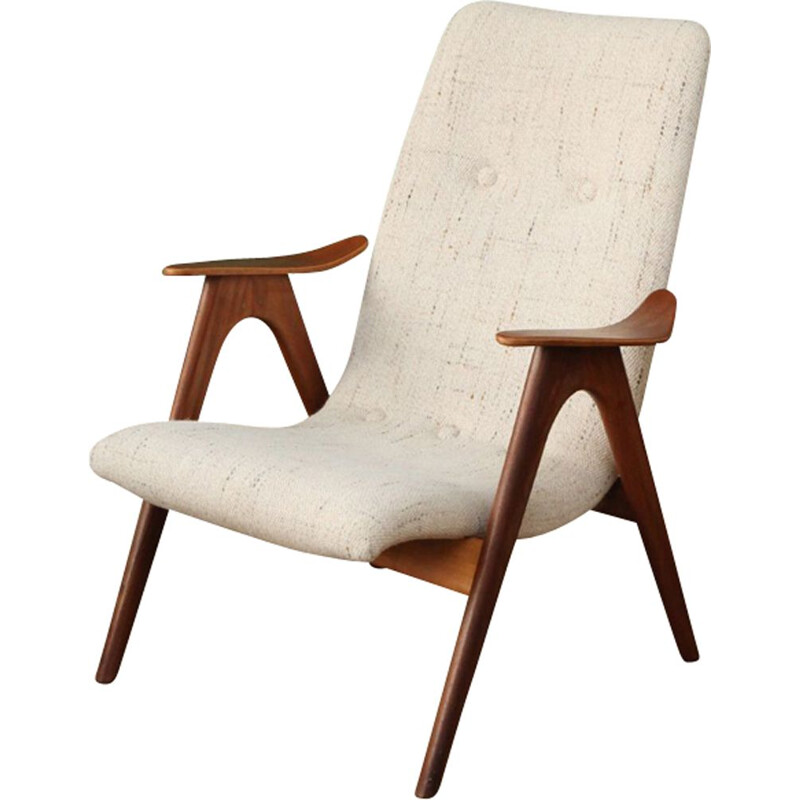 Vintage Dutch armchair in teak by Louis van Teeffelen