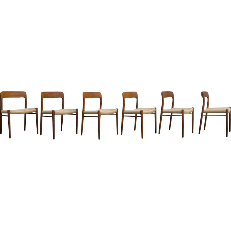 Set of 6 chairs model 75 by Niels Otto Møller