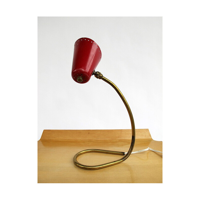 Lampe de bureau vintage en métal et laiton - 1950