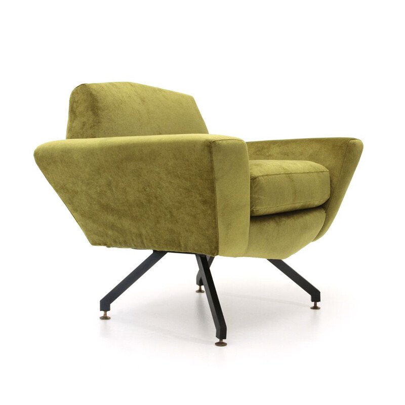 Vintage Italian armchair in acid green velvet